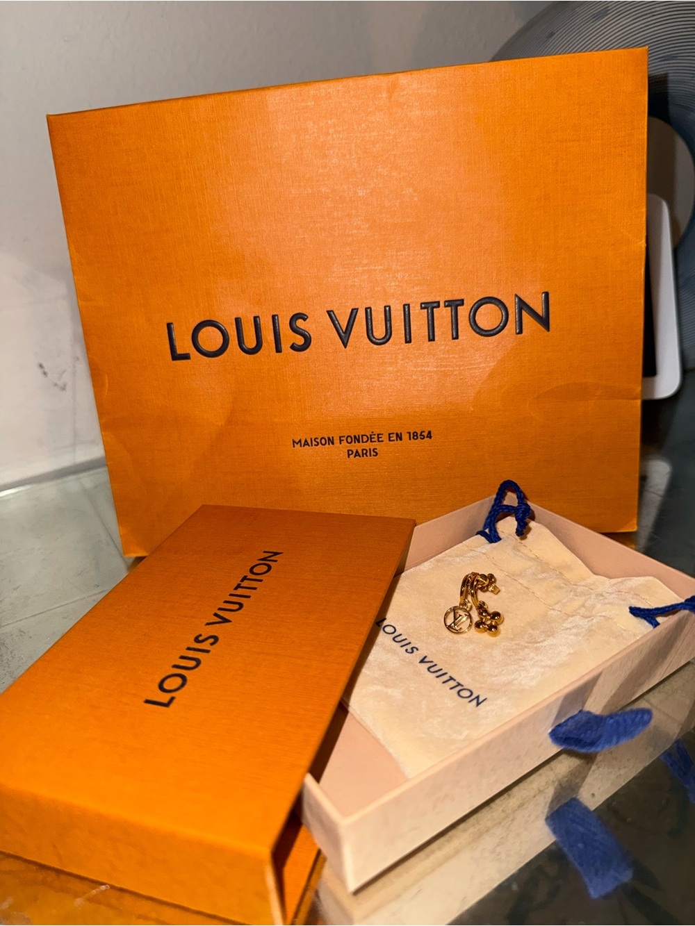 Louis Vuitton Gold Blooming Drop Charm Earrings - Picture 2 of 3